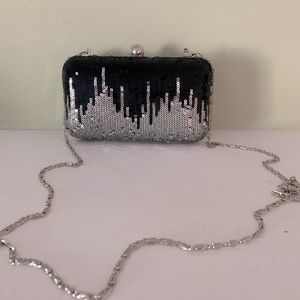 Evening Purse. Black and Silver Sparkly.